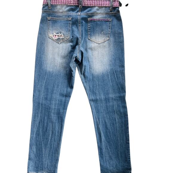 Women's Embellished boho jeans Re-Worked straight leg embroidered in purples - Picture 9 of 14